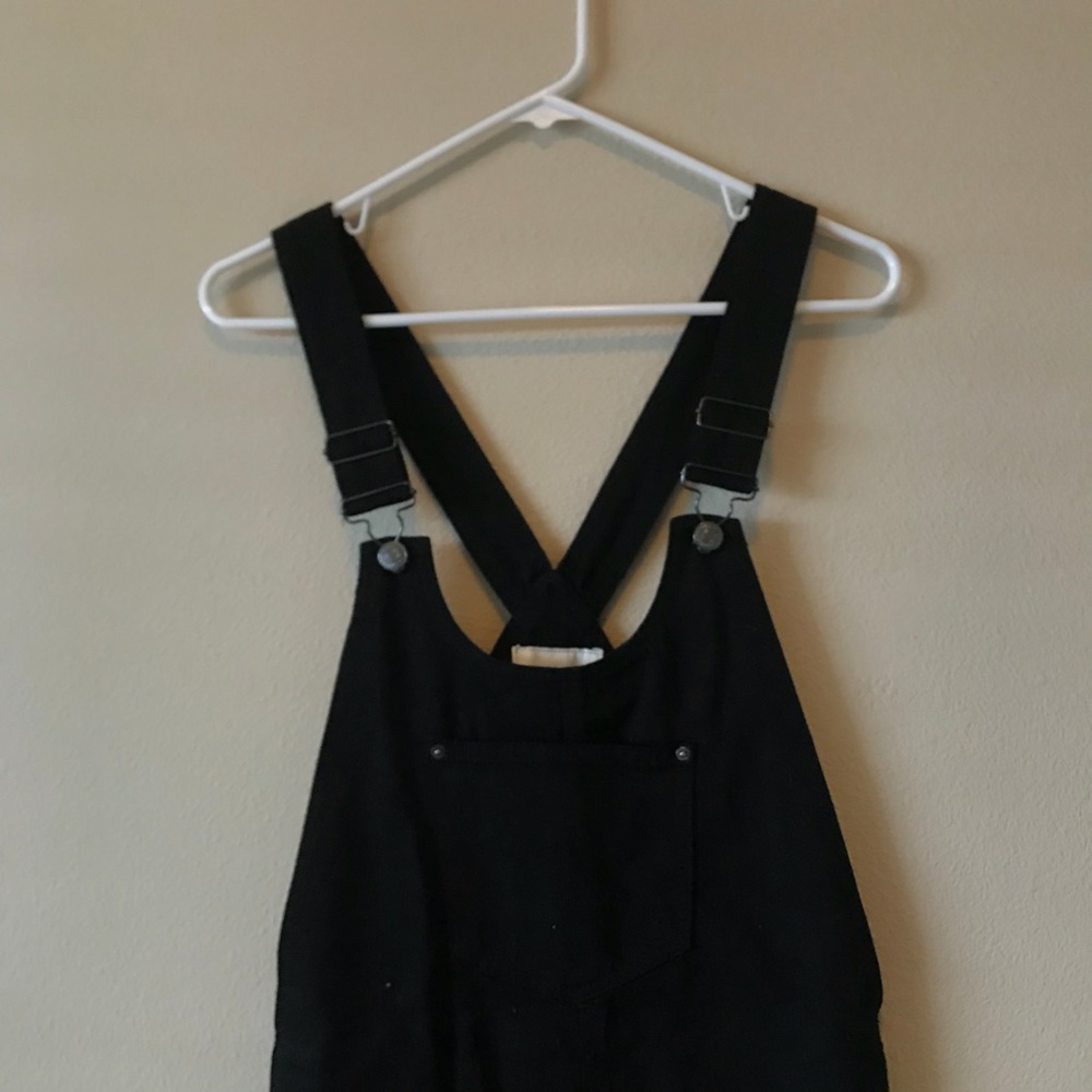 black overall dress